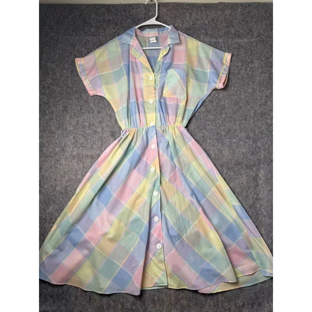 Charming Pastel Plaid Midi Dress